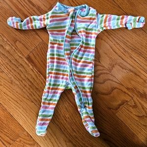 Kickee Pants Newborn Footie Zip Bamboo Jammies - Beach Day Stripe
